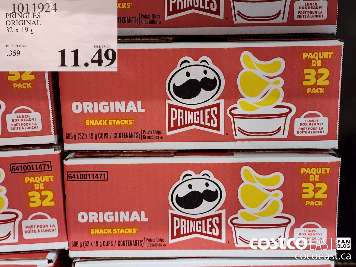 1011924 PRINGLES ORIGINAL 32 X 19 G $11.49