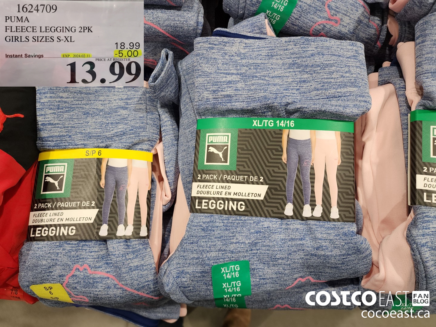 1624709 PUMA LEGGINGS 2PK GIRLS SIZES S-XL ($5.00 INSTANT SAVINGS EXPIRES ON 2024-02-11) $13.99