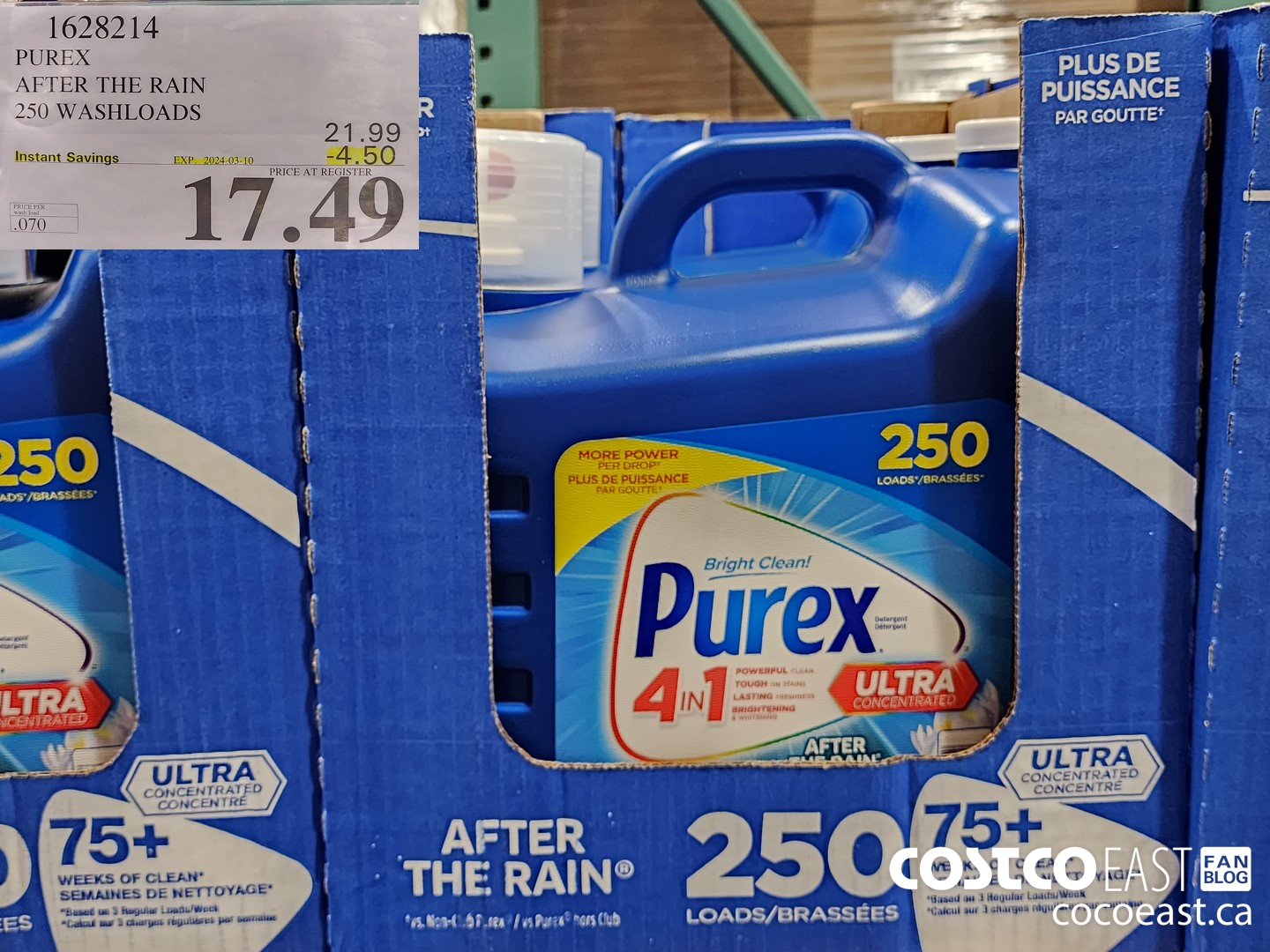 1628214 PUREX AFTER THE RAIN 250 washloads ($4.50 INSTANT SAVINGS EXPIRES ON 2024-03-10) $17.49