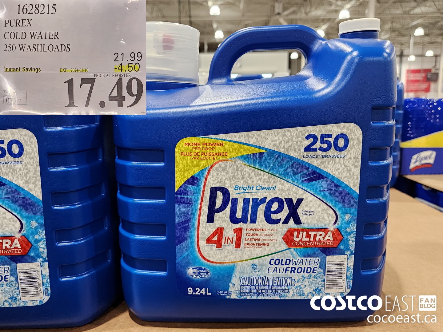 1628215 PUREX COLD WATER 250 washloads ($4.50 INSTANT SAVINGS EXPIRES ON 2024-03-10) $17.49