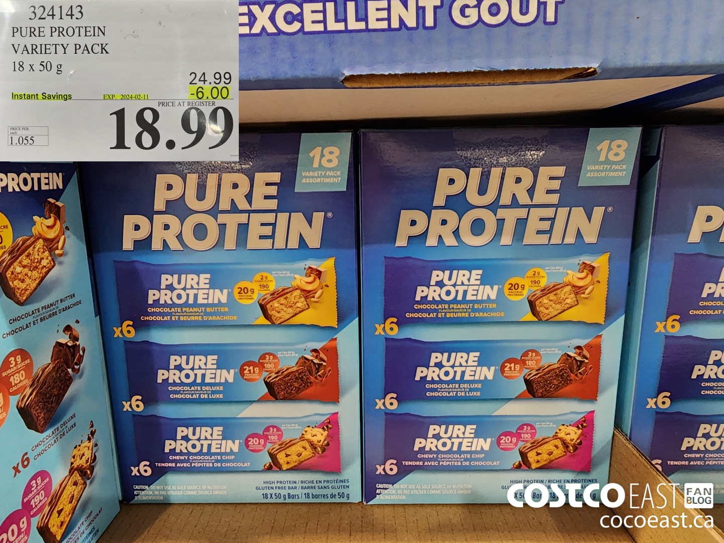 324143 PURE PROTEIN VARIETY PACK 18 x 50 g ($6.00 INSTANT SAVINGS EXPIRES ON 2024-02-11) $18.99