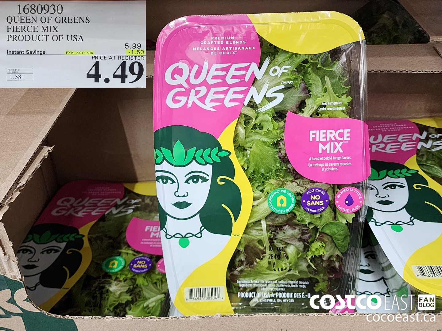 1680930 QUEEN OF GREENS FIERCE MIX PRODUCT OF USA ($1.50 INSTANT SAVINGS EXPIRES ON 2024-02-18) $4.49