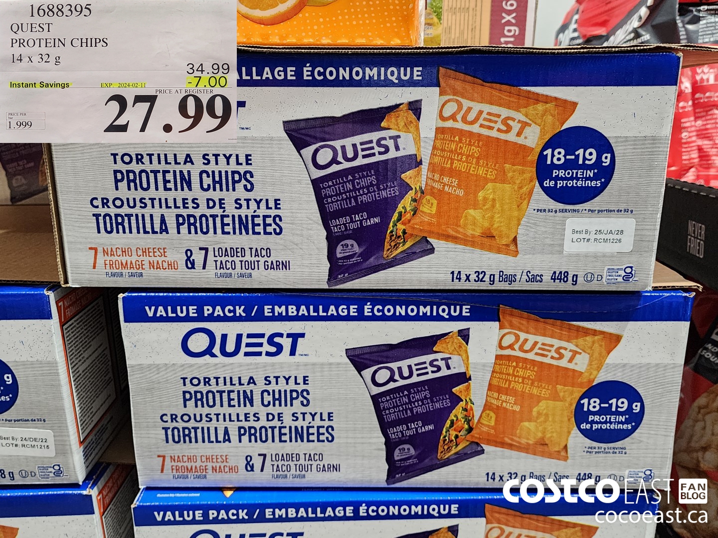 1688395 QUEST PROTEIN CHIPS 14x 32G ($7.00 INSTANT SAVINGS EXPIRES ON 2024-02-11) $27.99
