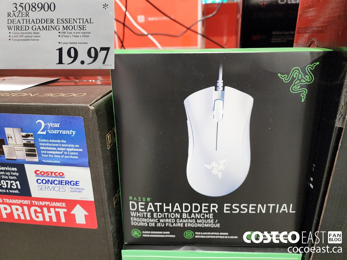 3508900 RAZER DEATHADDER ESSENTIAL WIRED GAMING MOUSE $19.97