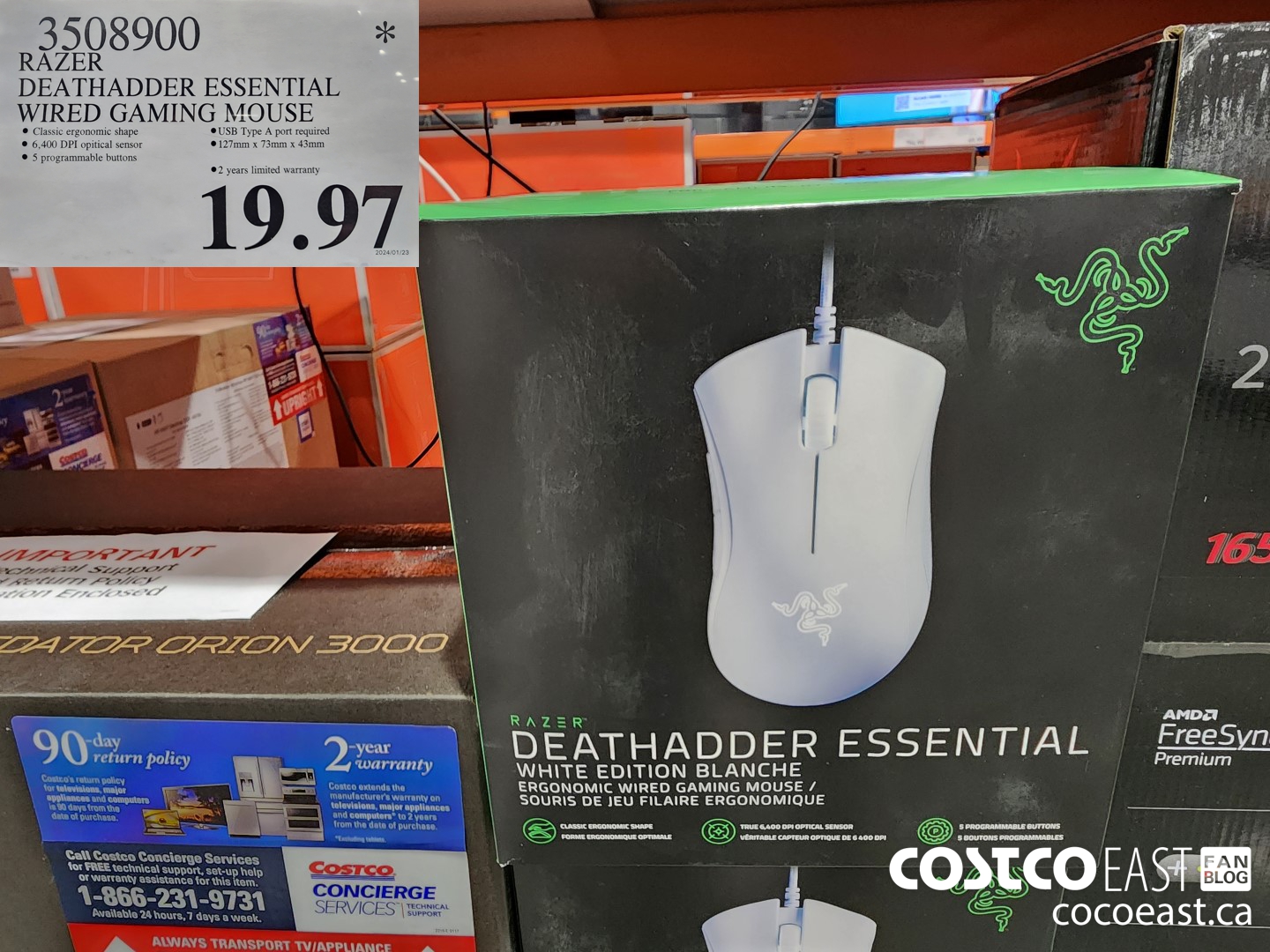 3508900 RAZER DEATHADDER ESSENTIAL WIRED GAMING MOUSE $19.97