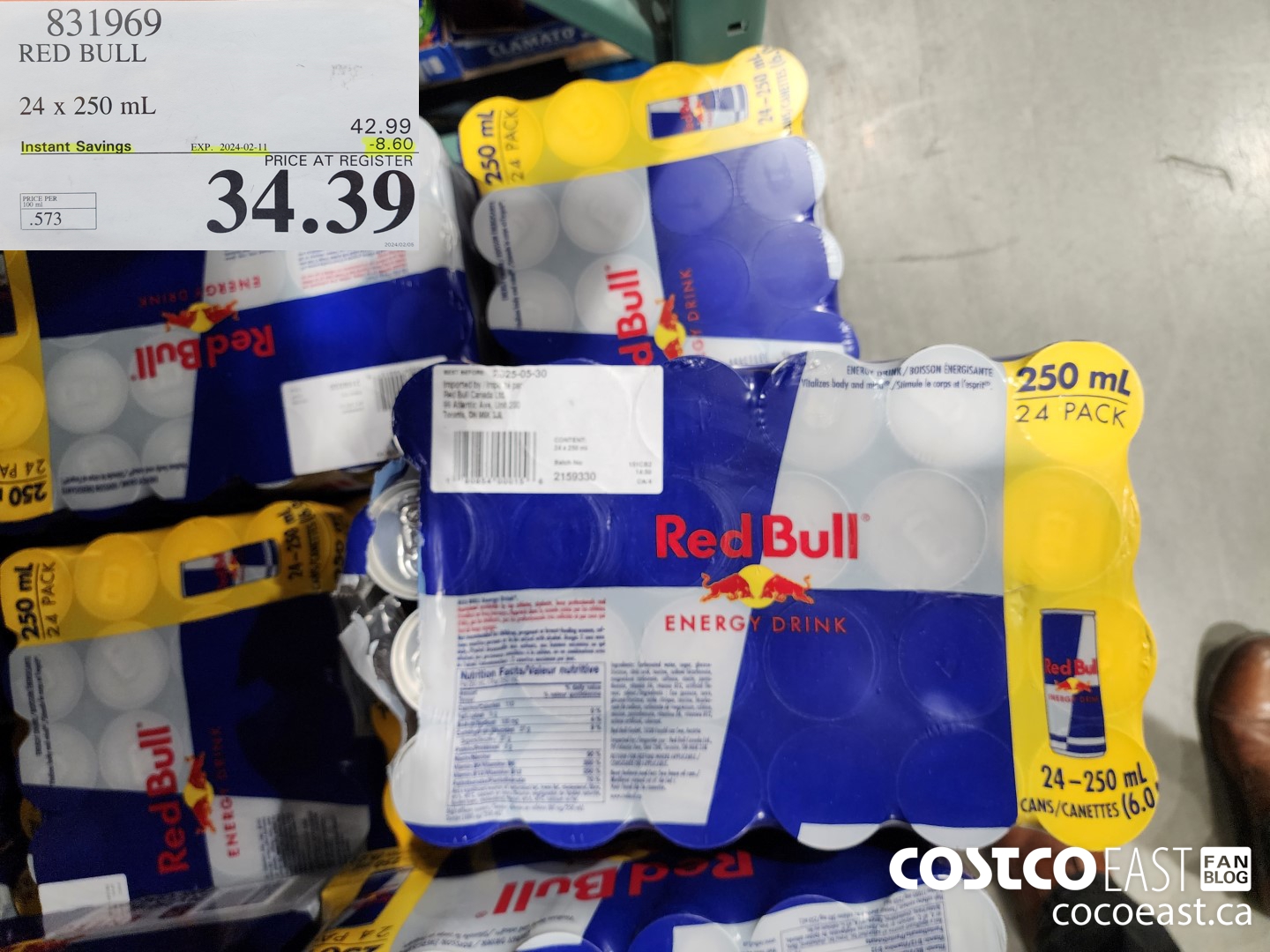 831969 RED BULL ENERGY DRINK 24 x 250 mL ($8.60 INSTANT SAVINGS EXPIRES ON 2024-02-11) $34.39