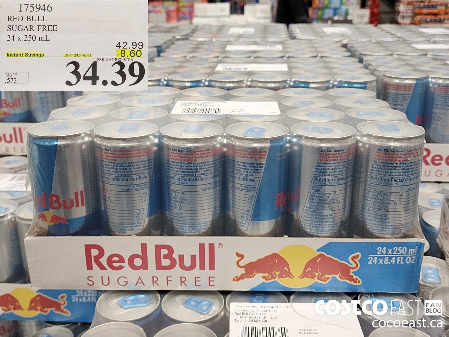 175946 RED BULL SUGAR FREE 24 x 250 mL ($8.60 INSTANT SAVINGS EXPIRES ON 2024-02-11) $34.39