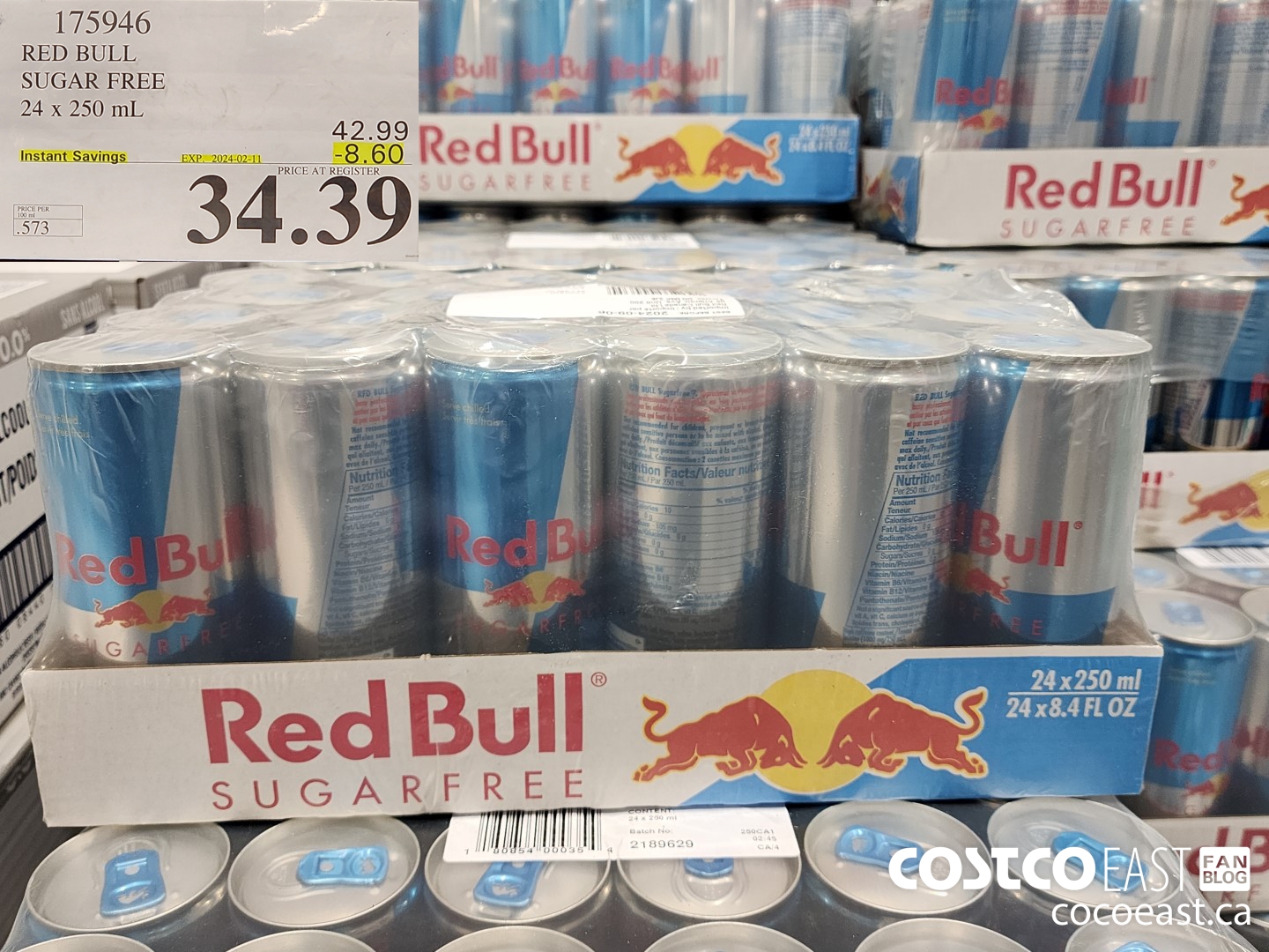 175946 RED BULL SUGAR FREE 24 x 250 mL ($8.60 INSTANT SAVINGS EXPIRES ON 2024-02-11) $34.39