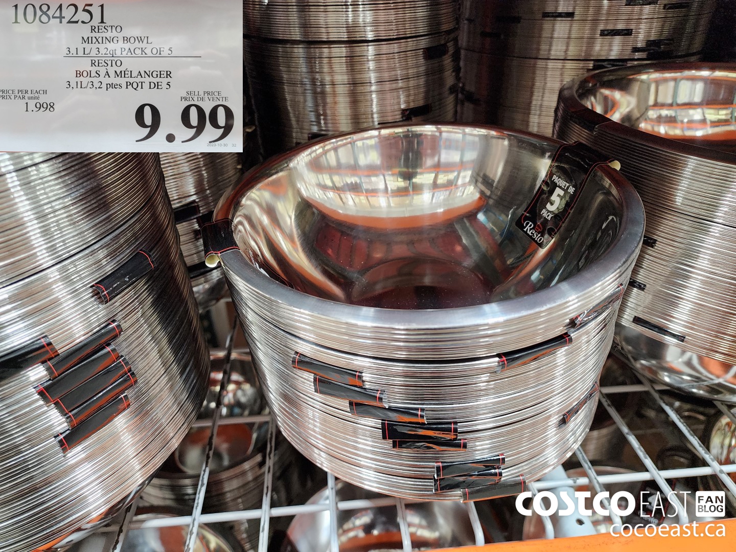 1084251 RESTO MIXING BOWL 3.1 L/ 3.2QT PACK OF 5 $9.99