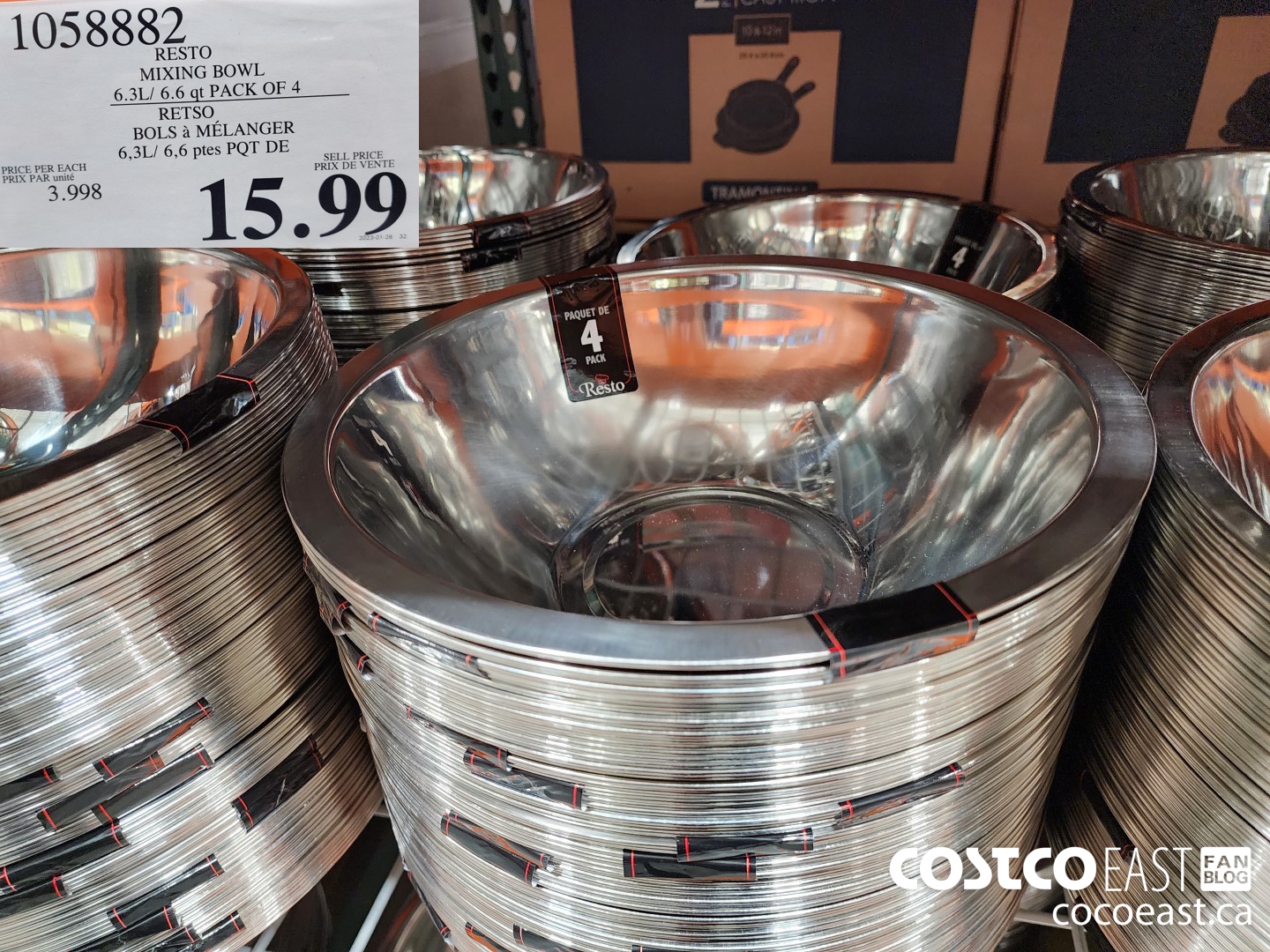 1058882 RESTO MIXING BOWL 6.3L/ 6.6 qt PACK OF 4 $15.99