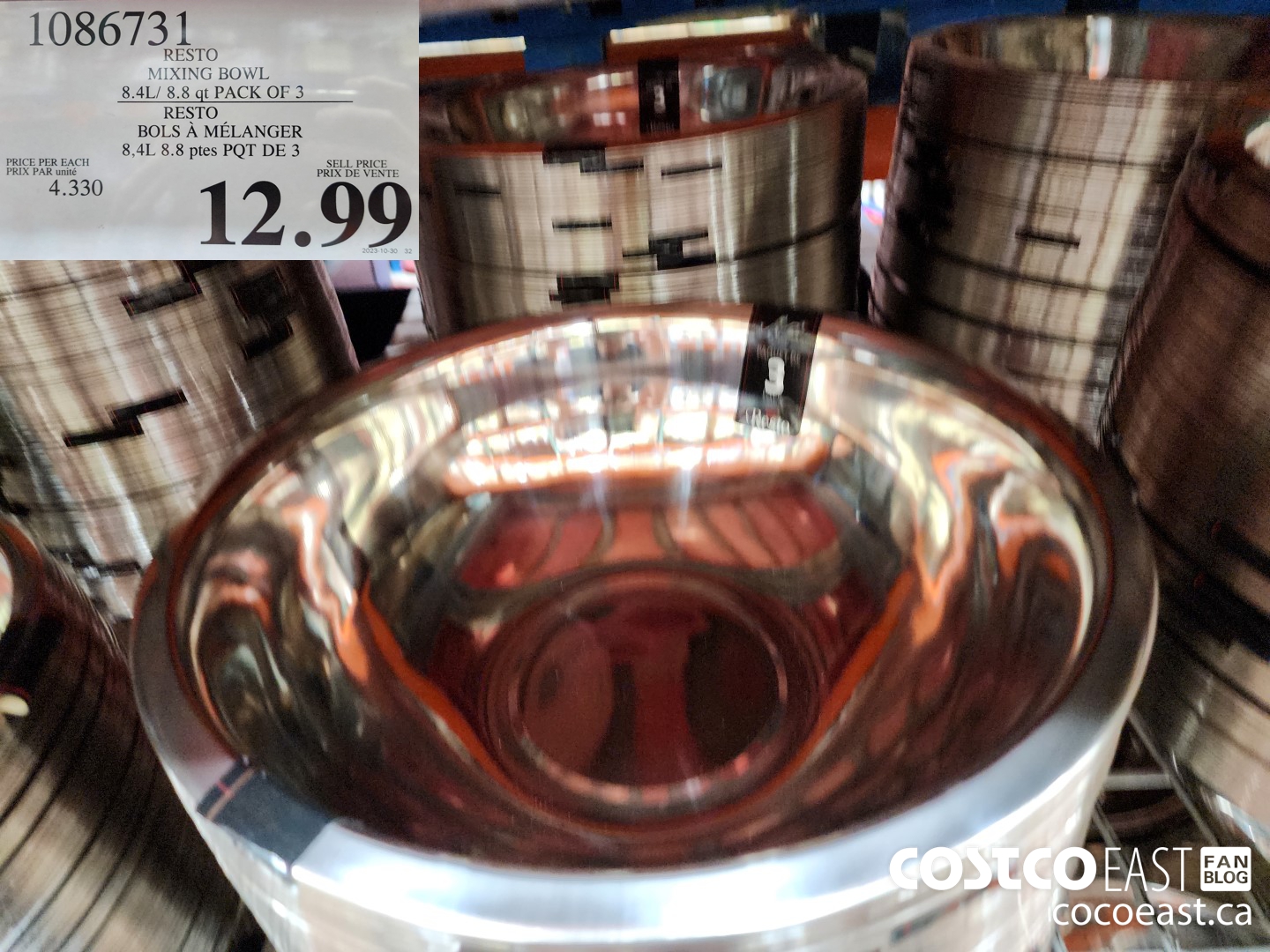 1086731 RESTO MIXING BOWL 8.4L/ 8.8 QT PACK OF 3 $12.99