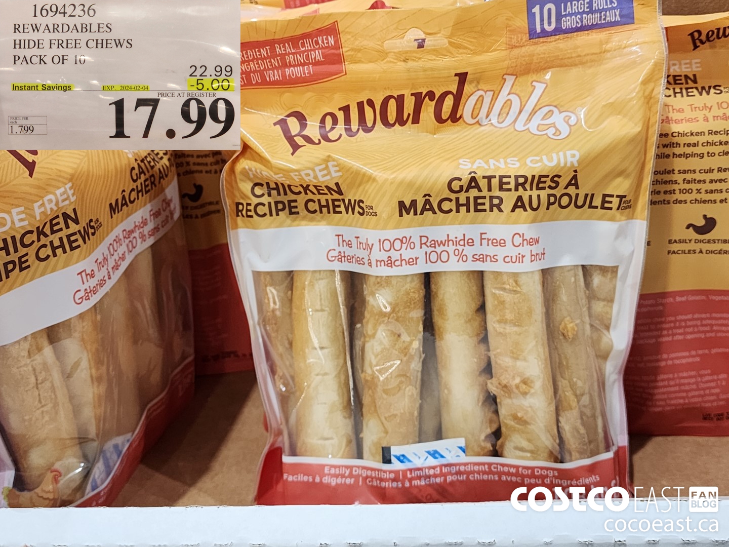 1694236 REWARDABLES HIDE FREE CHEWS PACK OF 10 ($5.00 INSTANT SAVINGS EXPIRES ON 2024-02-04) $17.99