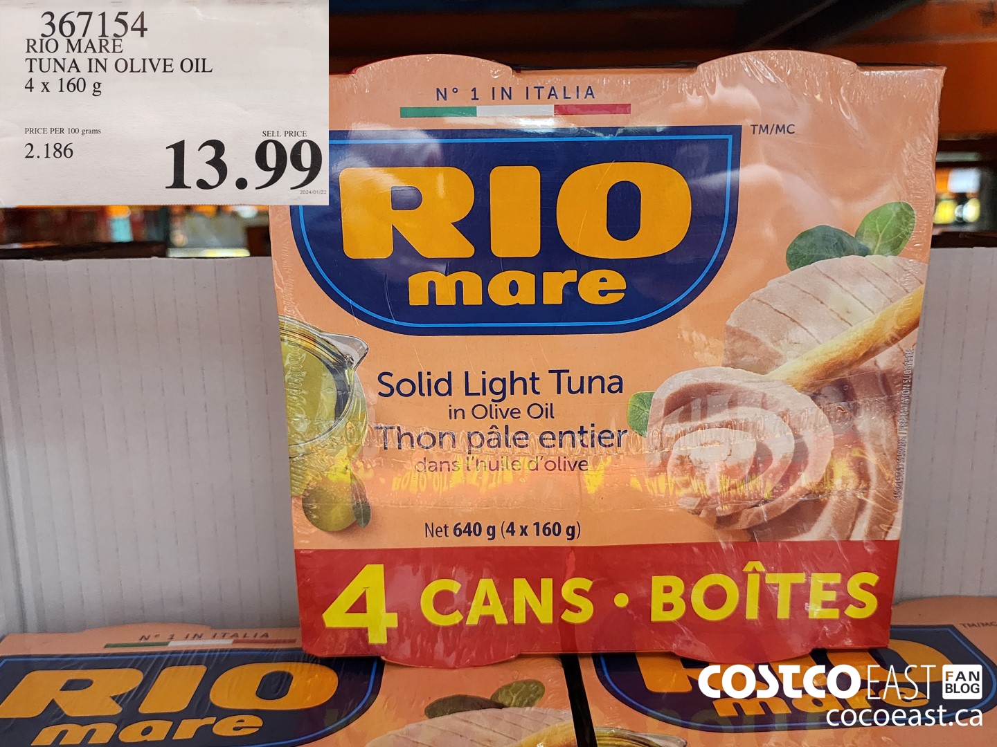 367154 RIO MARE TUNA IN OLIVE OIL 4 x 160 g $13.99