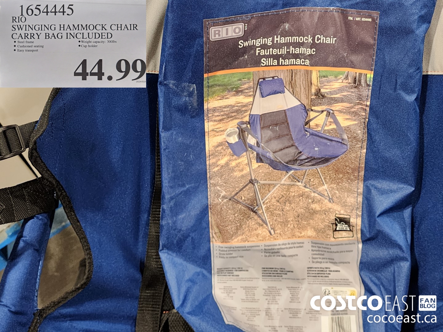 1654445 RIO SWINGING HAMMOCK CHAIR CARRY BAG INCLUDED $44.99