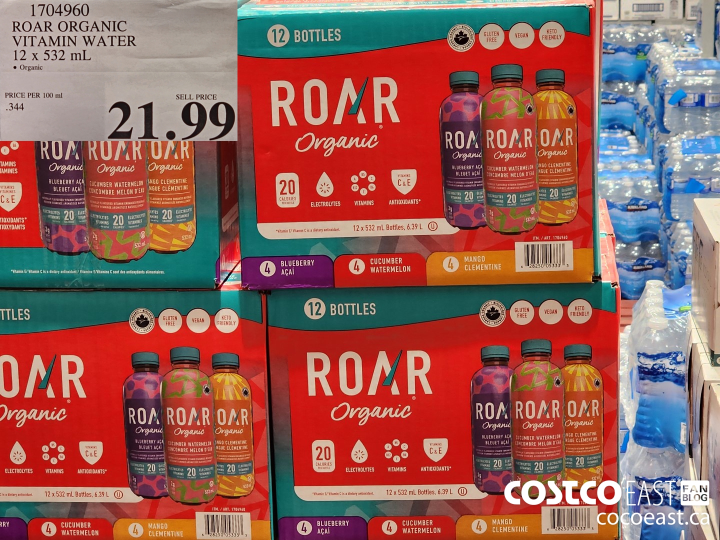 1704960 ROAR ORGANIC VARIETY WATER 12 X 532 ML $21.99