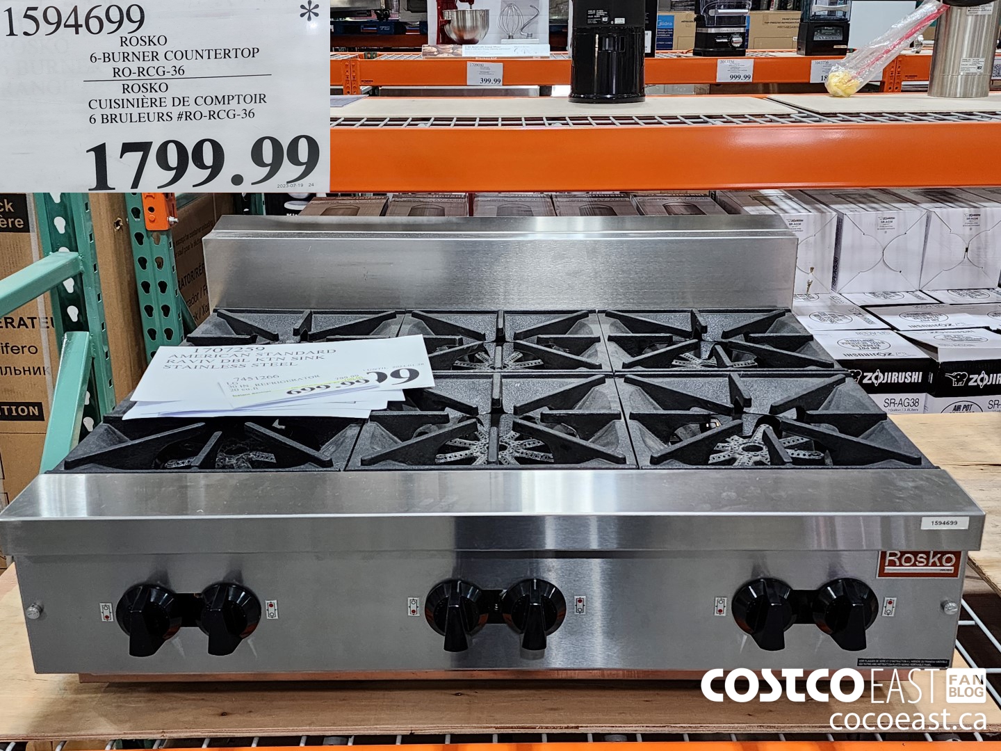 1594699 ROSKO 6-BURNER COUNTERTOP RO-RCG-36 $1799.99