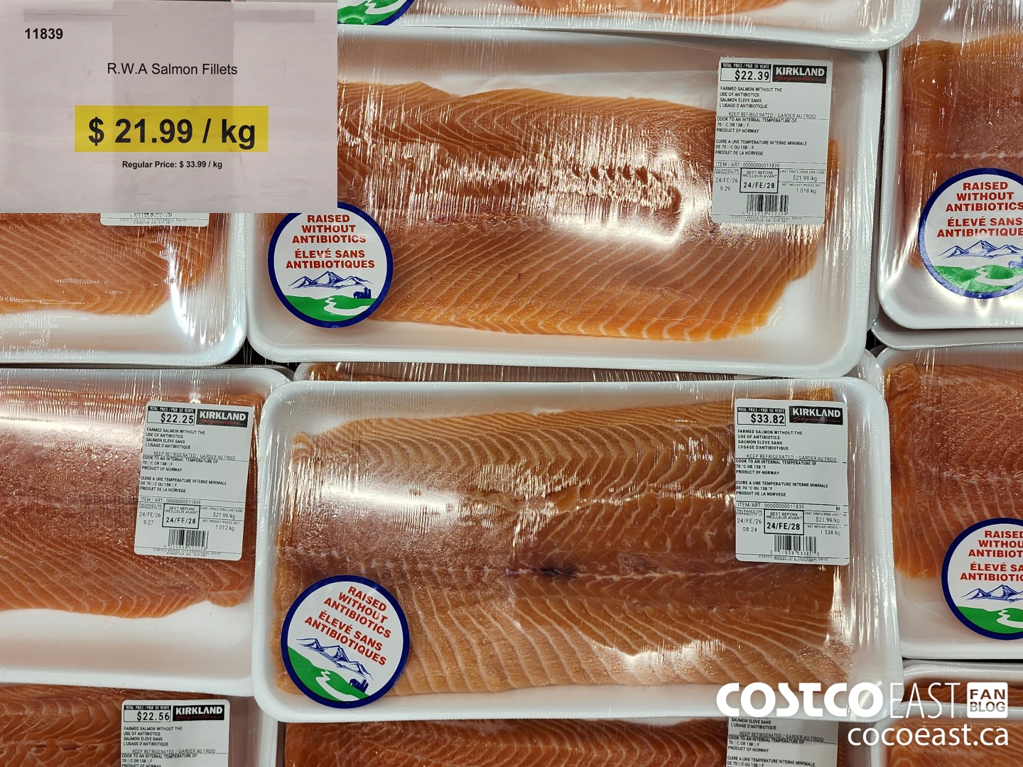 11839 R.W.A Salmon Fillets (PRICE PER KG) 14.00/ kg OFF $21.99