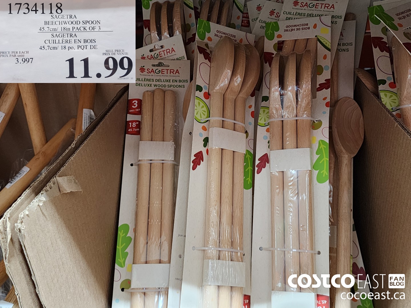 1734118 SAGETRA BEECHWOOD SPOON 45.7cm/ 18in PACK OF 3 $11.99