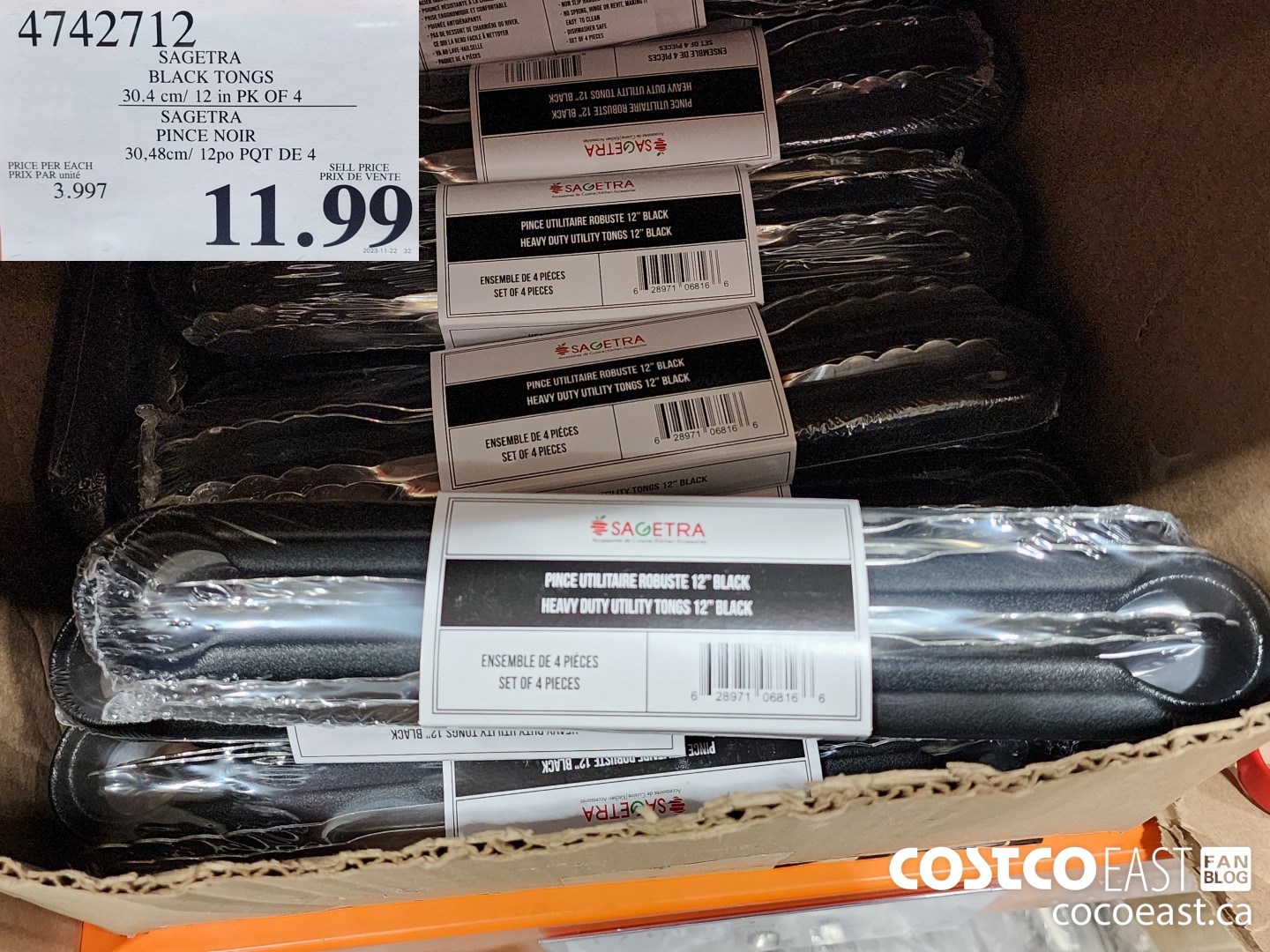 4742712 SAGETRA BLACK TONGS 30.4 cm/ 12 in PK OF 4 $11.99