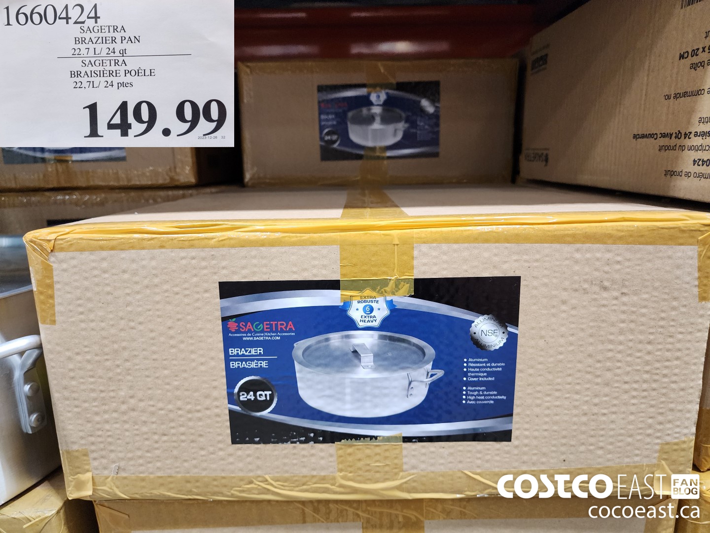 1660424 SAGETRA BRAZIER PAN 22,7L/ 24 QT $149.99