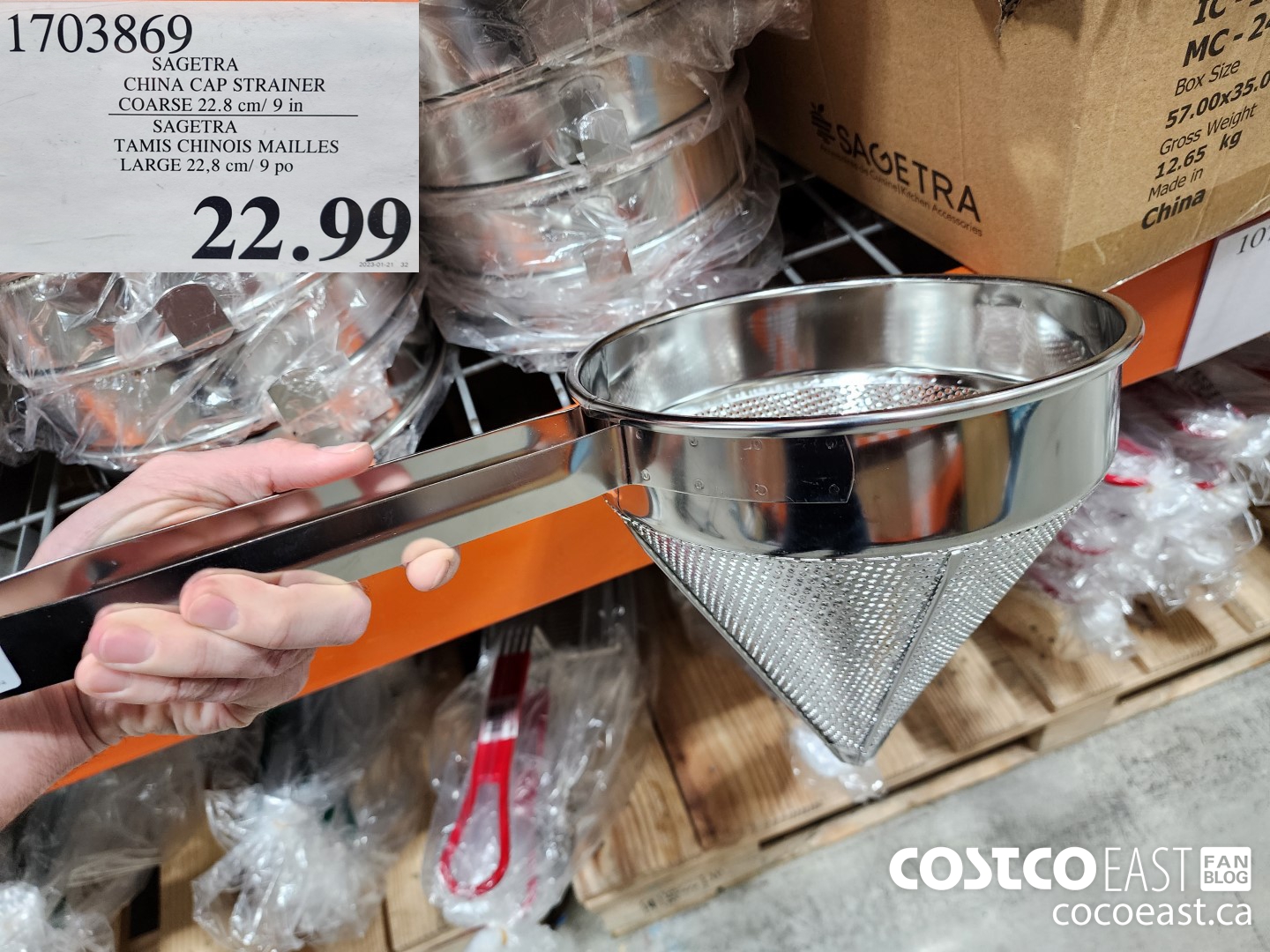 1703869 SAGETRA CHINA CAP STRAINER COARSE 22.8 cm/ 9 in $22.99