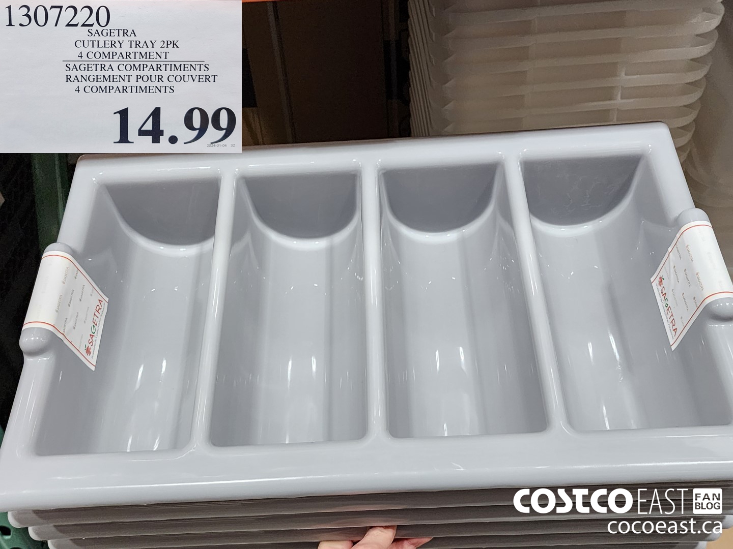 1307220 SAGETRA CUTLERY TRAY 2PK 4 COMPARTMENT $14.99