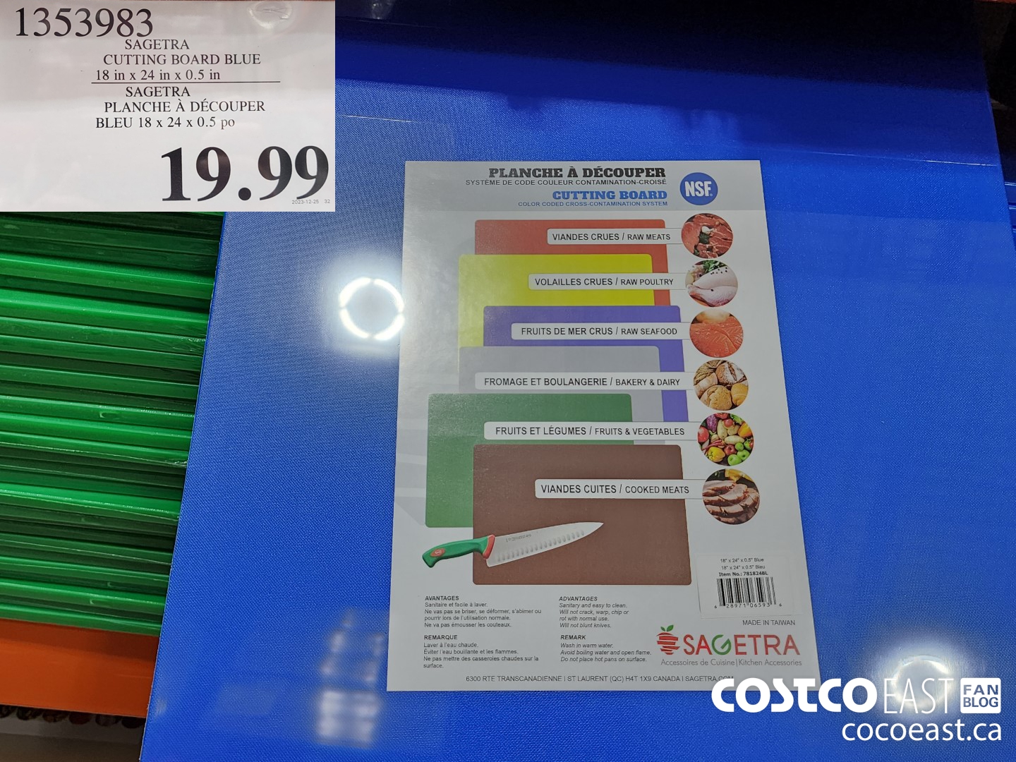 1353983 SAGETRA CUTTING BOARD BLUE 18 in x 24 in x 0.5 in $19.99