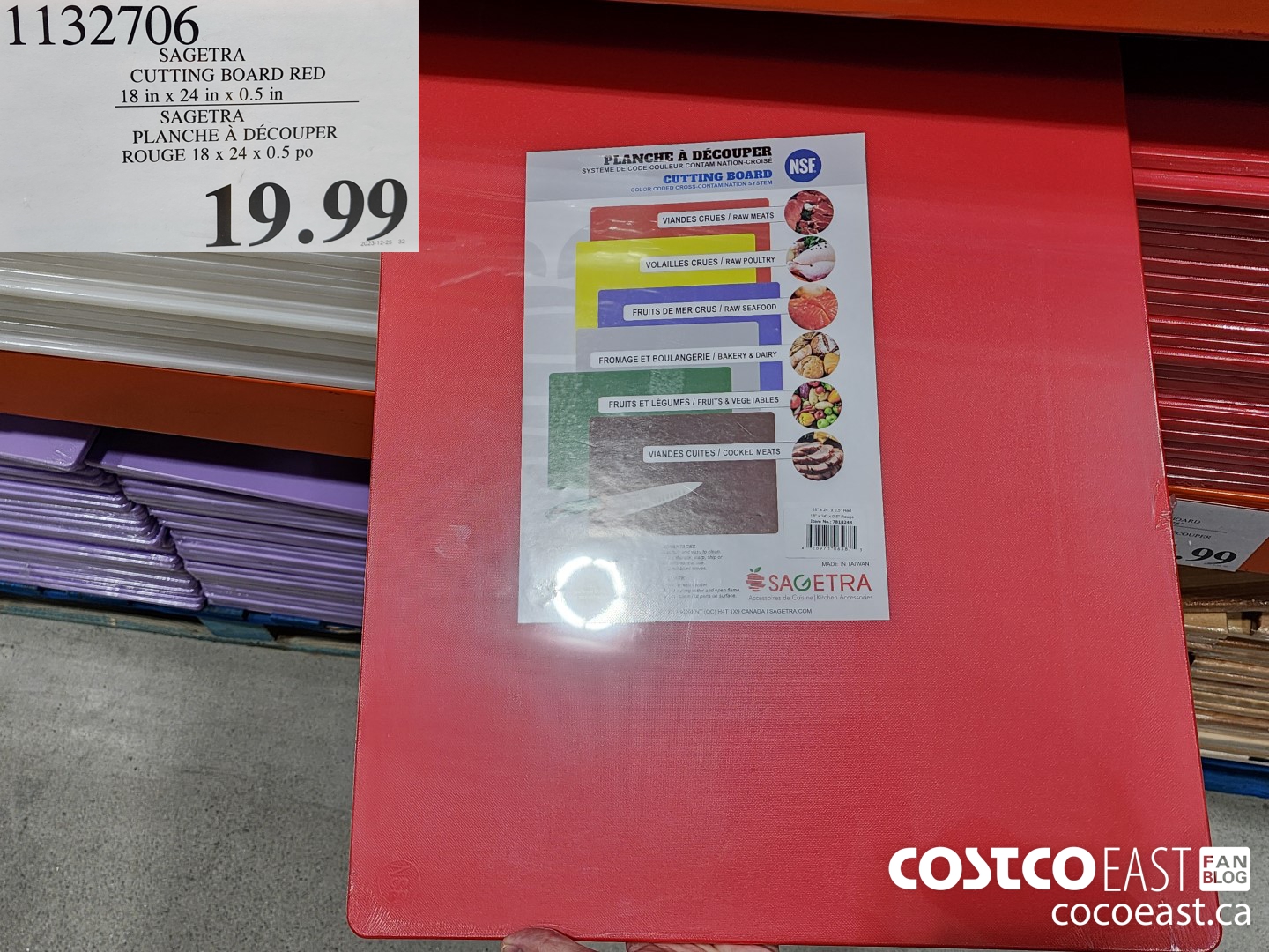 1132706 SAGETRA CUTTING BOARD RED 18 in x 24 in x 0.5 in $19.99