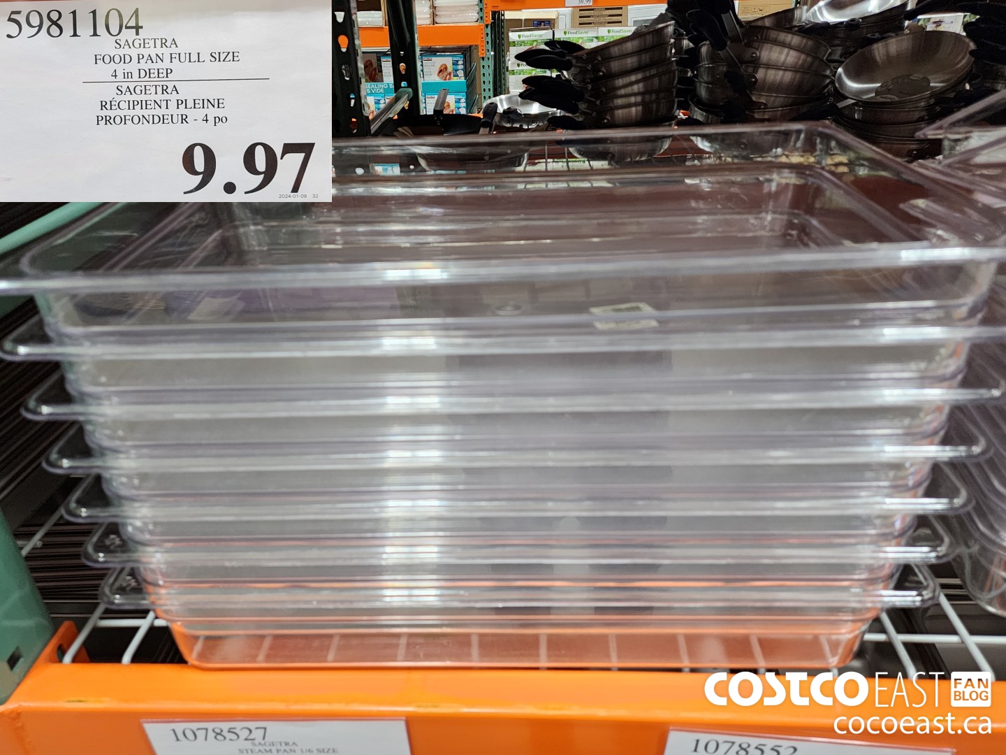 5981104 SAGETRA FOOD PAN FULL SIZE 4 in DEEP $9.97