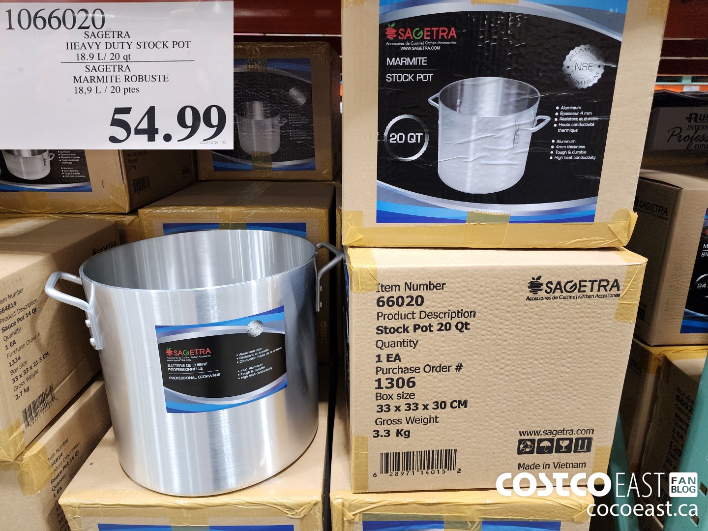 1066020 SAGETRA HEAVY DUTY STOCK POT 18.9 L/ 20 qt $54.99