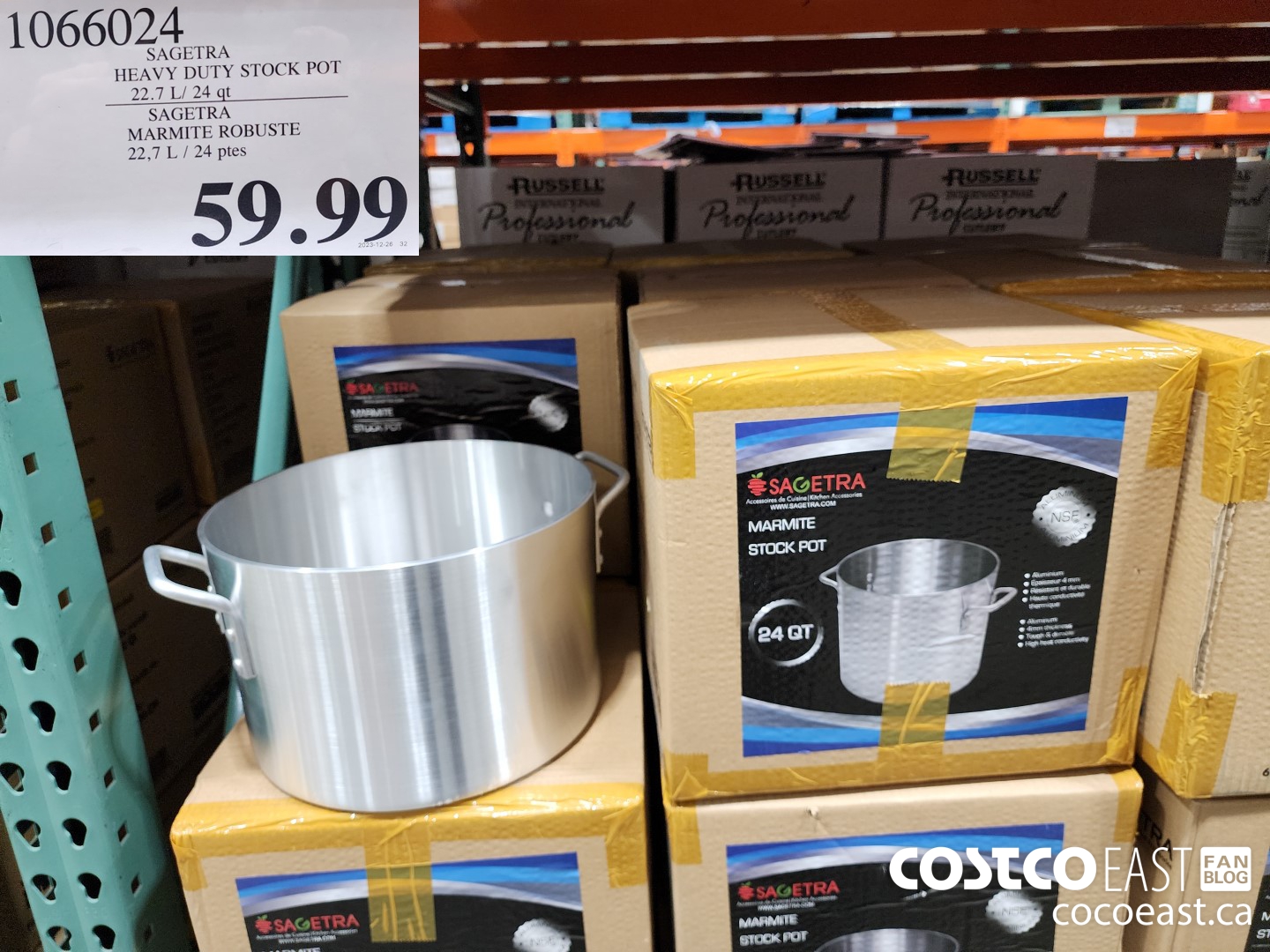 1066024 SAGETRA HEAVY DUTY STOCK POT 22.7 L/ 24 gt $59.99