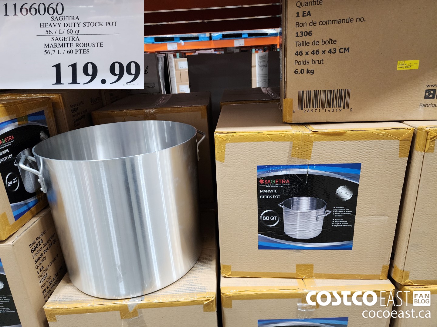 1166060 SAGETRA HEAVY DUTY STOCK POT 56.7 L/ 60 qt $119.99