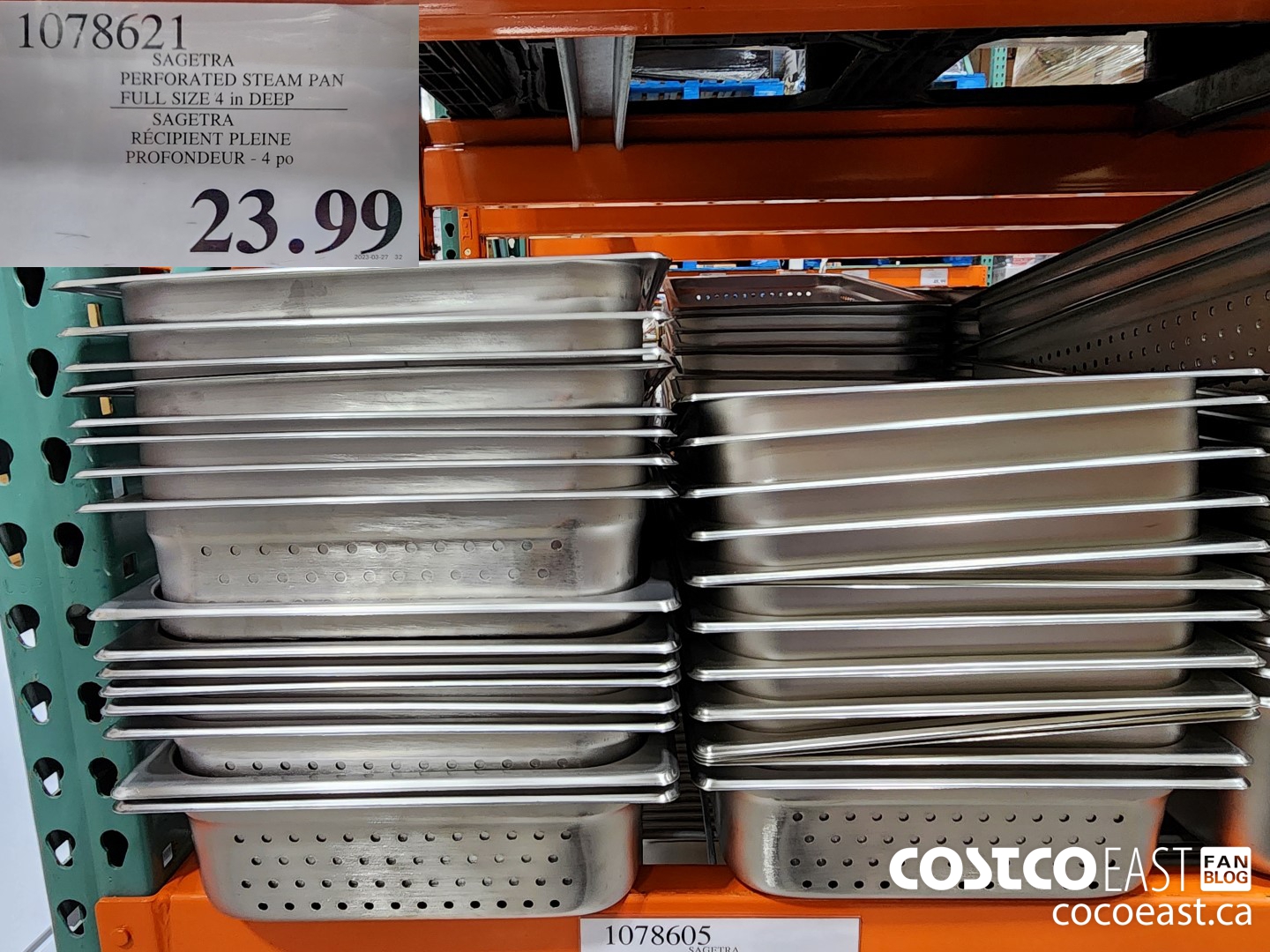1078621 SAGETRA PERFORATED STEAM PANS FULL SIZE 4 IN DEEP  $23.99