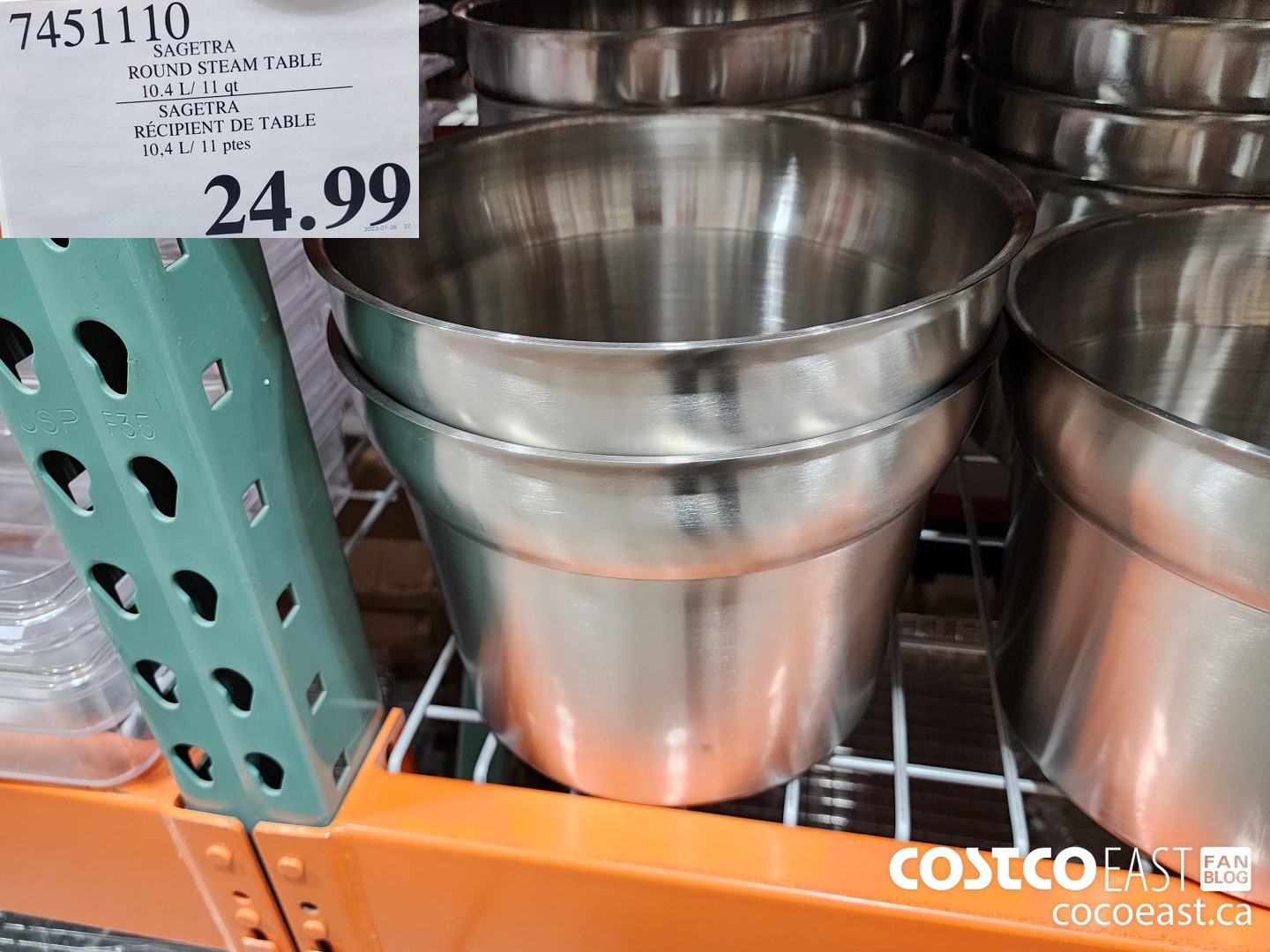 7451110 SAGETRA ROUND STEAM TABLE 10.4 L/ 11 qt $24.99