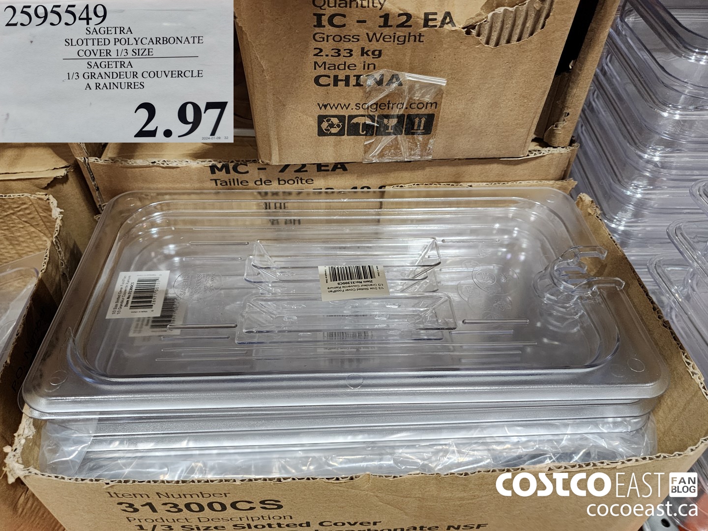 2595549 SAGETRA SLOTTED POLYCARBONATE COVER 1/3 SIZE $2.97