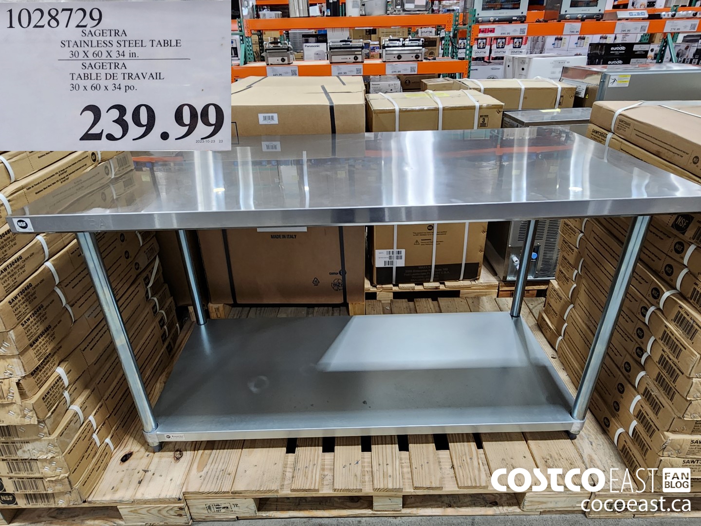 1028729 SAGETRA STAINLESS STEEL TABLE 30 X 60 X 34 in. $239.99