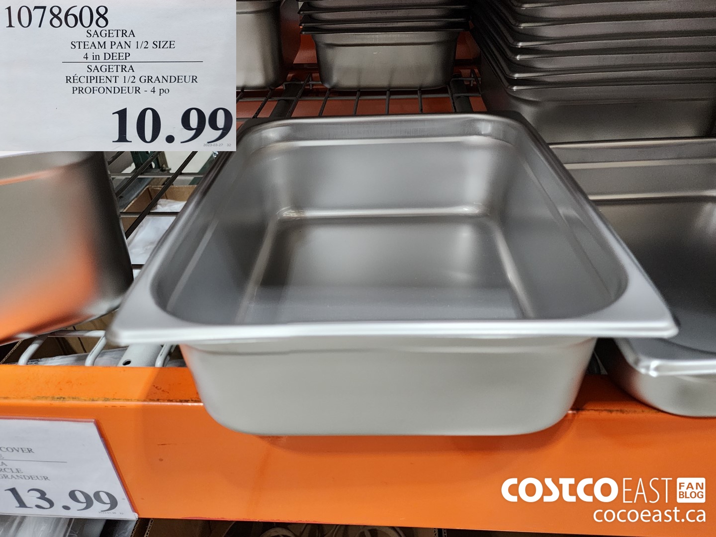 1078608 SAGETRA STEAM PAN 1/2 SIZE 4 in DEEP $10.99