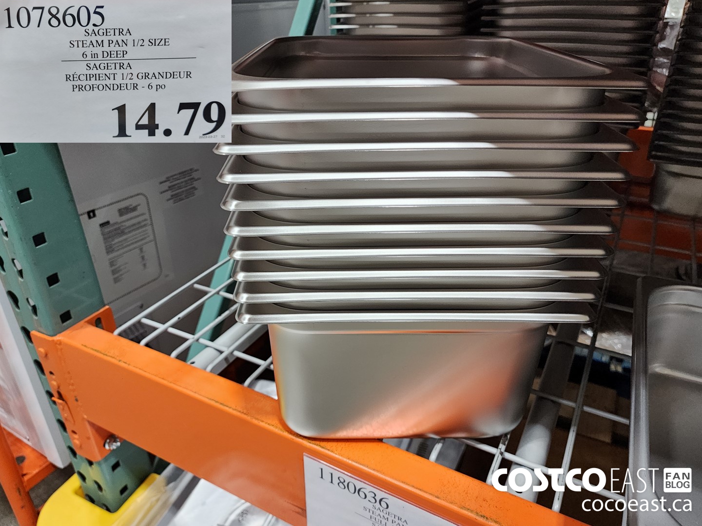 1078605 SAGETRA STEAM PAN 1/2 SIZE 6 in DEEP $14.79