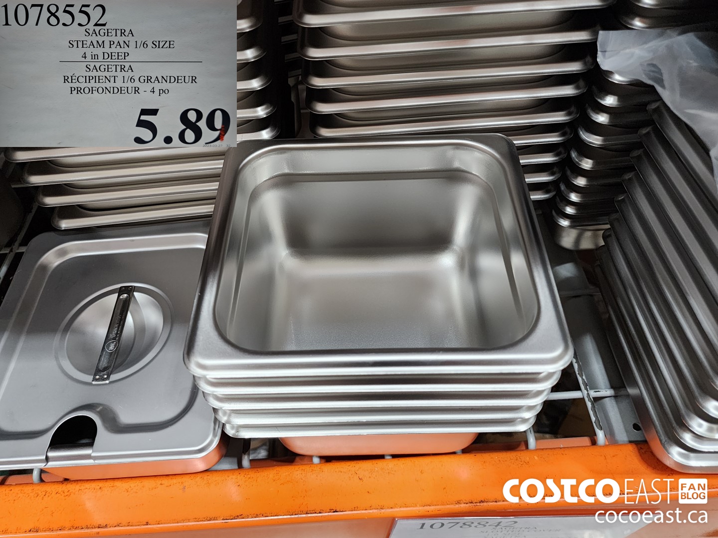 1078552 SAGETRA STEAM PAN 1/6 SIZE 4 in DEEP $5.89