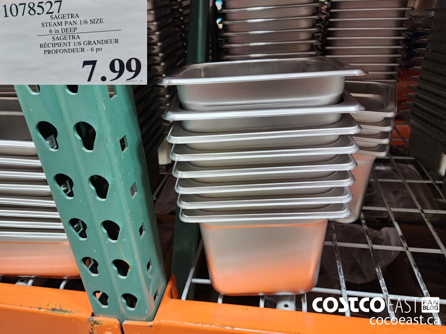 1078527 SAGETRA STEAM PAN 1/6 SIZE 6 in DEEP $7.99