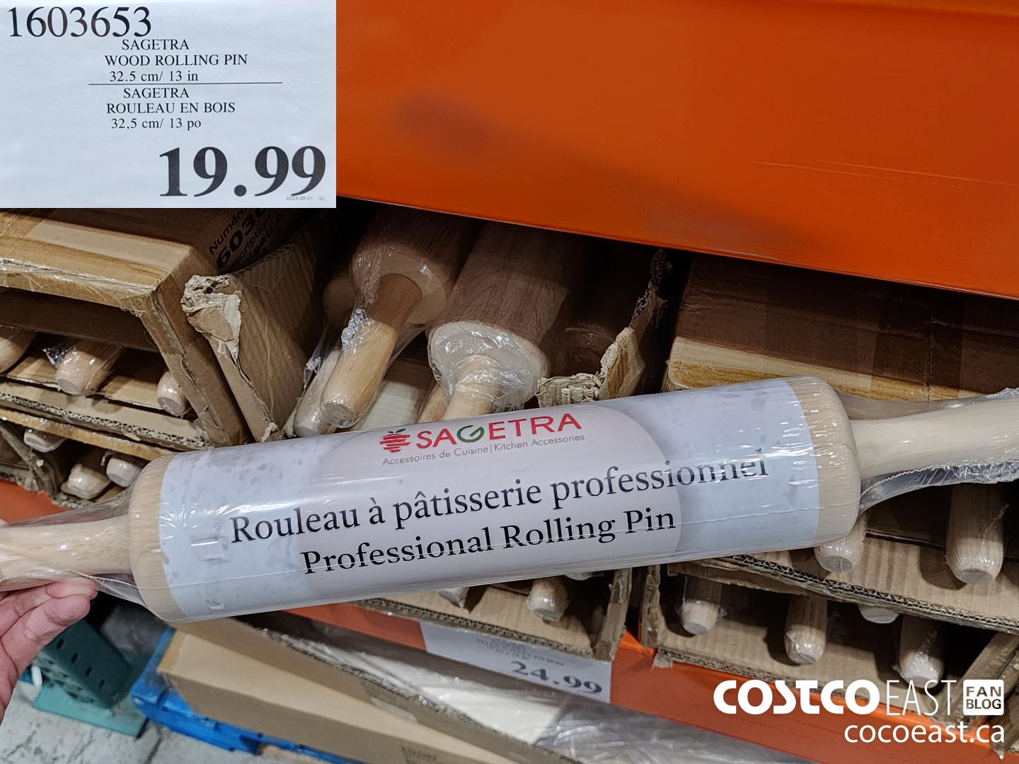 1603653 SAGETRA WOOD ROLLING PIN 32.5 cm/ 13 in $19.99