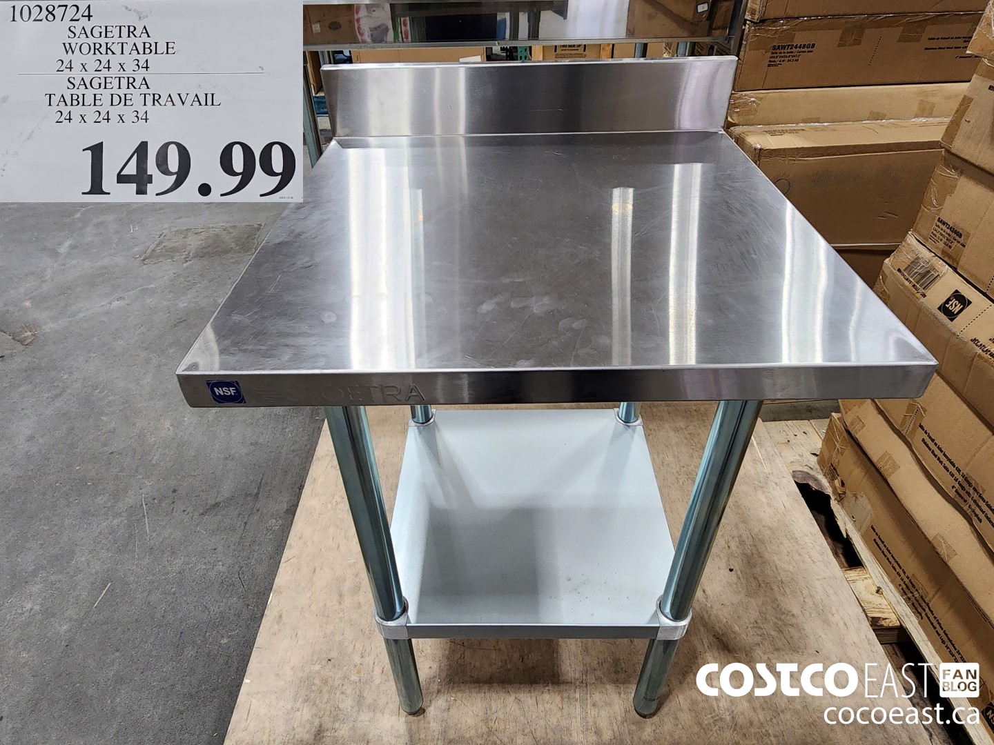 1028724 SAGETRA WORKTABLE 24 x 24 x 34 $149.99