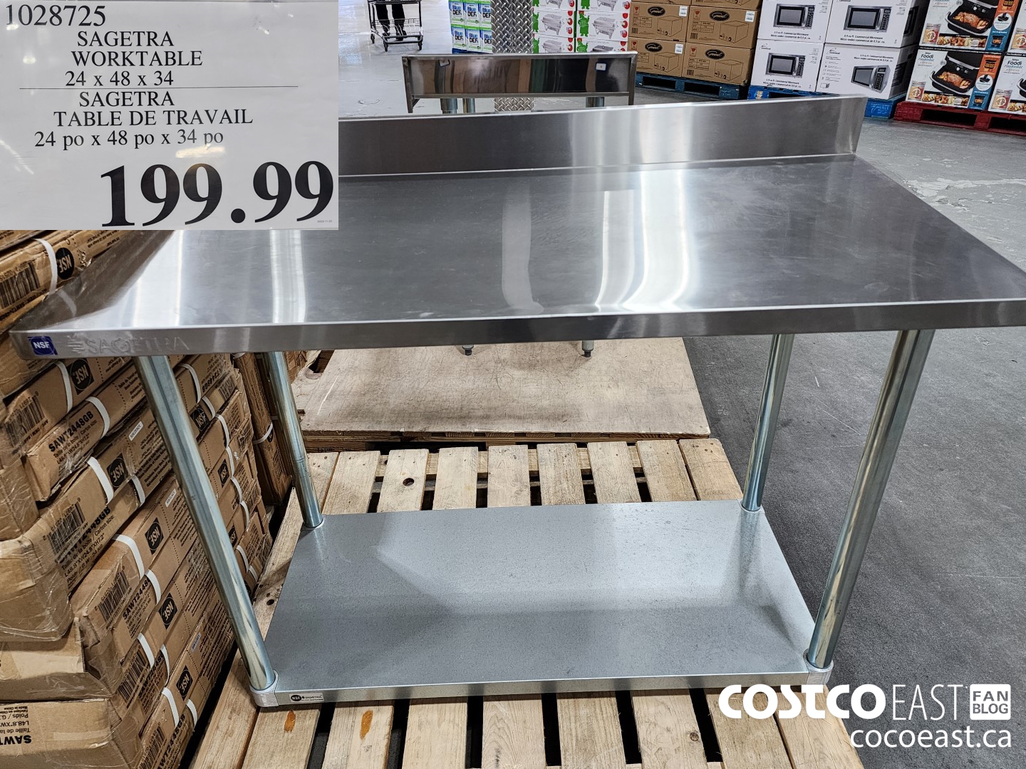 1028725 SAGETRA WORKTABLE 24 x 48 x 34 $199.99