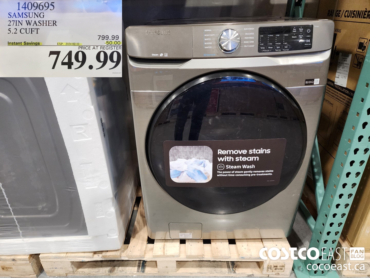 1409695 SAMSUNG 27IN WASHER 5.2 CUFT ($50.00 INSTANT SAVINGS EXPIRES ON 2024-02-11) $749.99