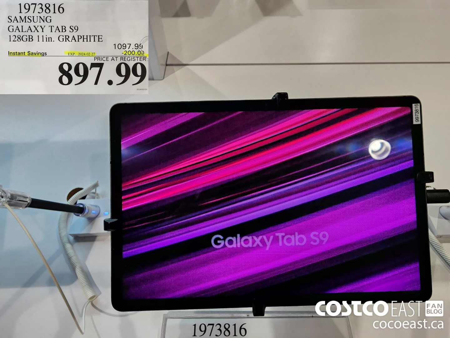 1973816 SAMSUNG GALAXY TAB S9 128GB 11 in. GRAPHITE ($200.00 INSTANT SAVINGS EXPIRES ON 2024-02-27) $897.99