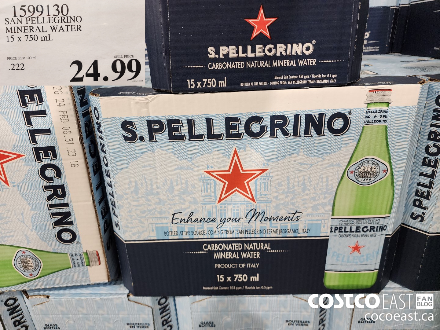 1599130 SAN PELLEGRINO MINERAL WATER 15 x 750 mL $24.99