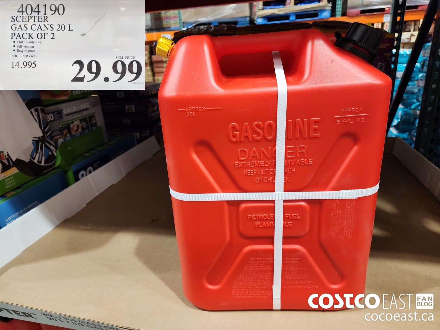 404190 SCEPTER GAS CANS 20L PACK OF 2 $29.99