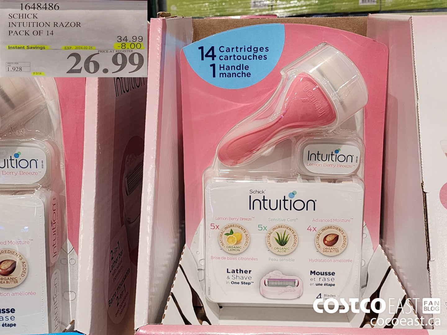 1648486 SCHICK INTUITION 14 CARTRIDGES + RAZOR ($8.00 INSTANT SAVINGS EXPIRES ON 2024-02-25) $26.99