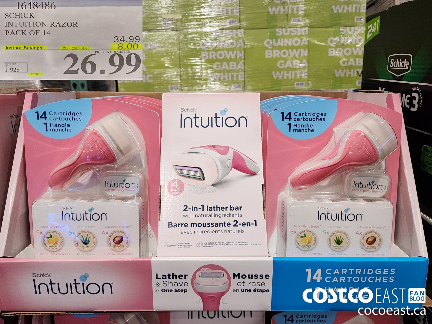 1648486 SCHICK INTUITION 14 CARTRIDGES + RAZOR ($8.00 INSTANT SAVINGS EXPIRES ON 2024-02-25) $26.99