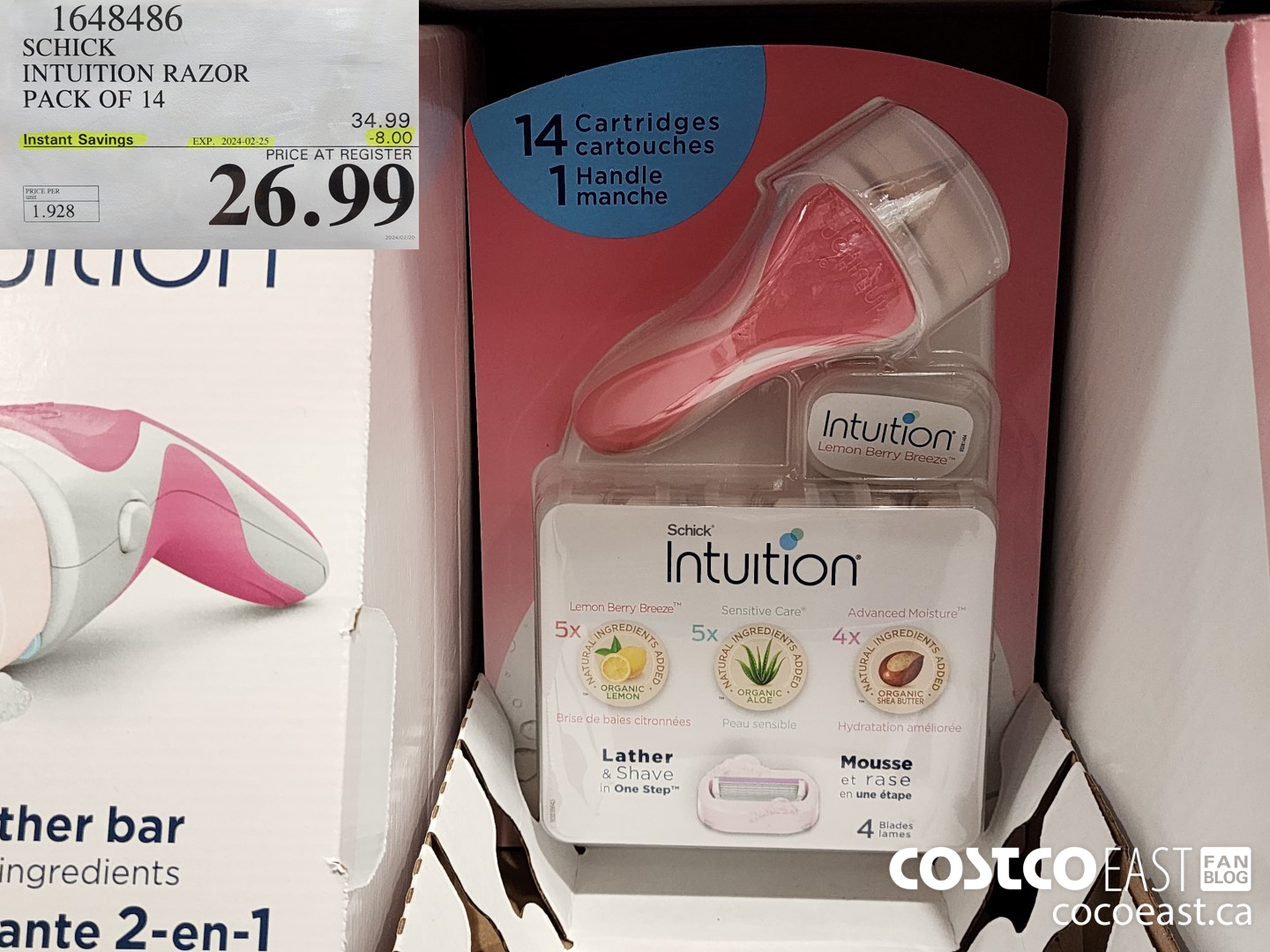 1648486 SCHICK INTUITION 14 CARTRIDGES + RAZOR ($8.00 INSTANT SAVINGS EXPIRES ON 2024-02-25) $26.99